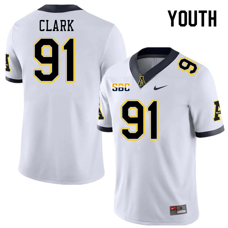 Youth #91 Markus Clark Appalachian State Mountaineers College Football Jerseys Stitched Sale-White